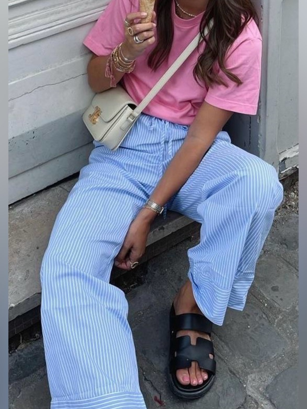 Just Polly Blue Striped Boxer Pant